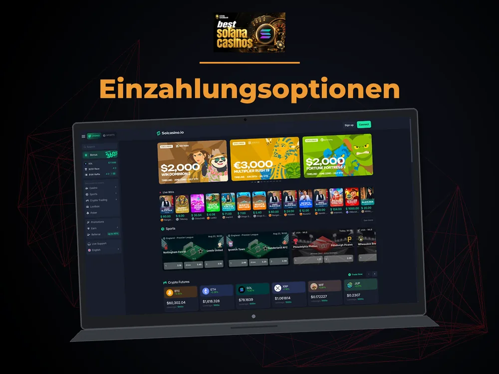 Solana Casino - Einzahlungsoptionen
