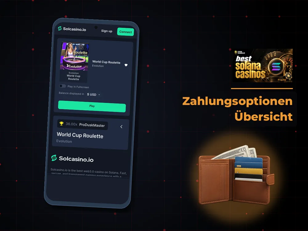Solana Casino - Zahlungsoptionen Übersicht