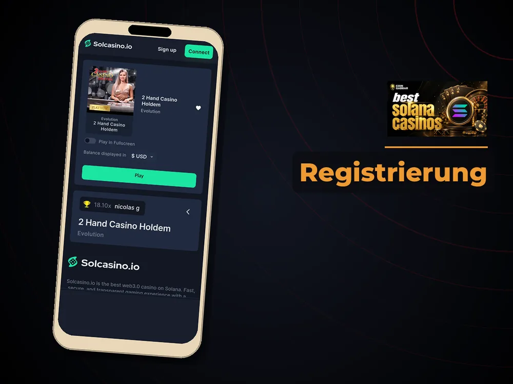 Solana Casino - Registrierung