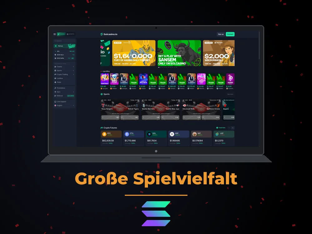 Solana Casino - Große Spielvielfalt
