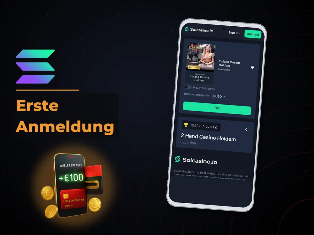Solana Casino - Erste Anmeldung