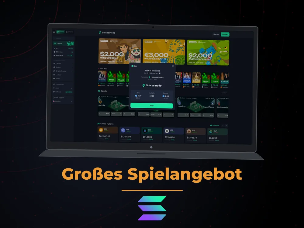 Solana Casino - Großes Spielangebot